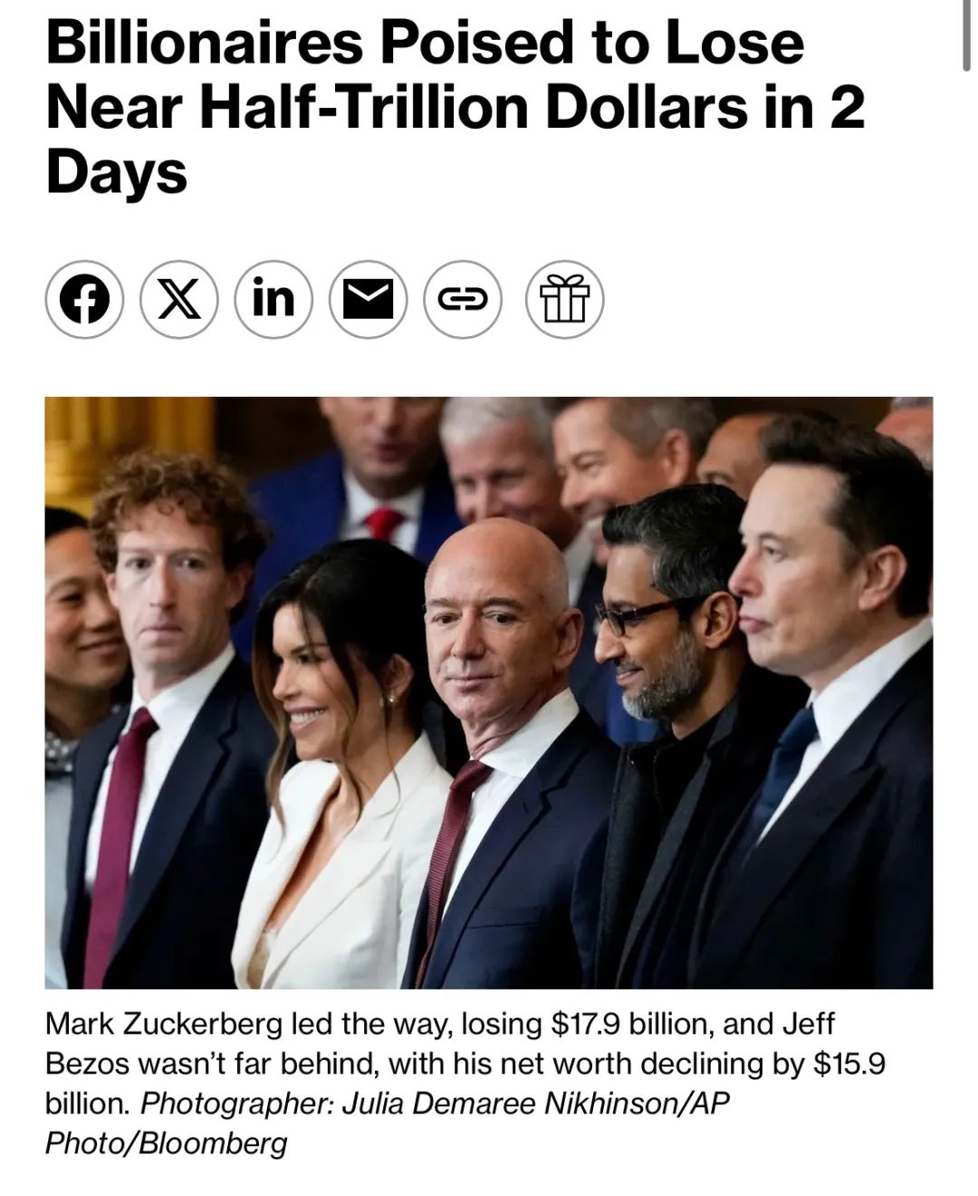 全球最富500人两天损失5360亿美元，马斯克最惨